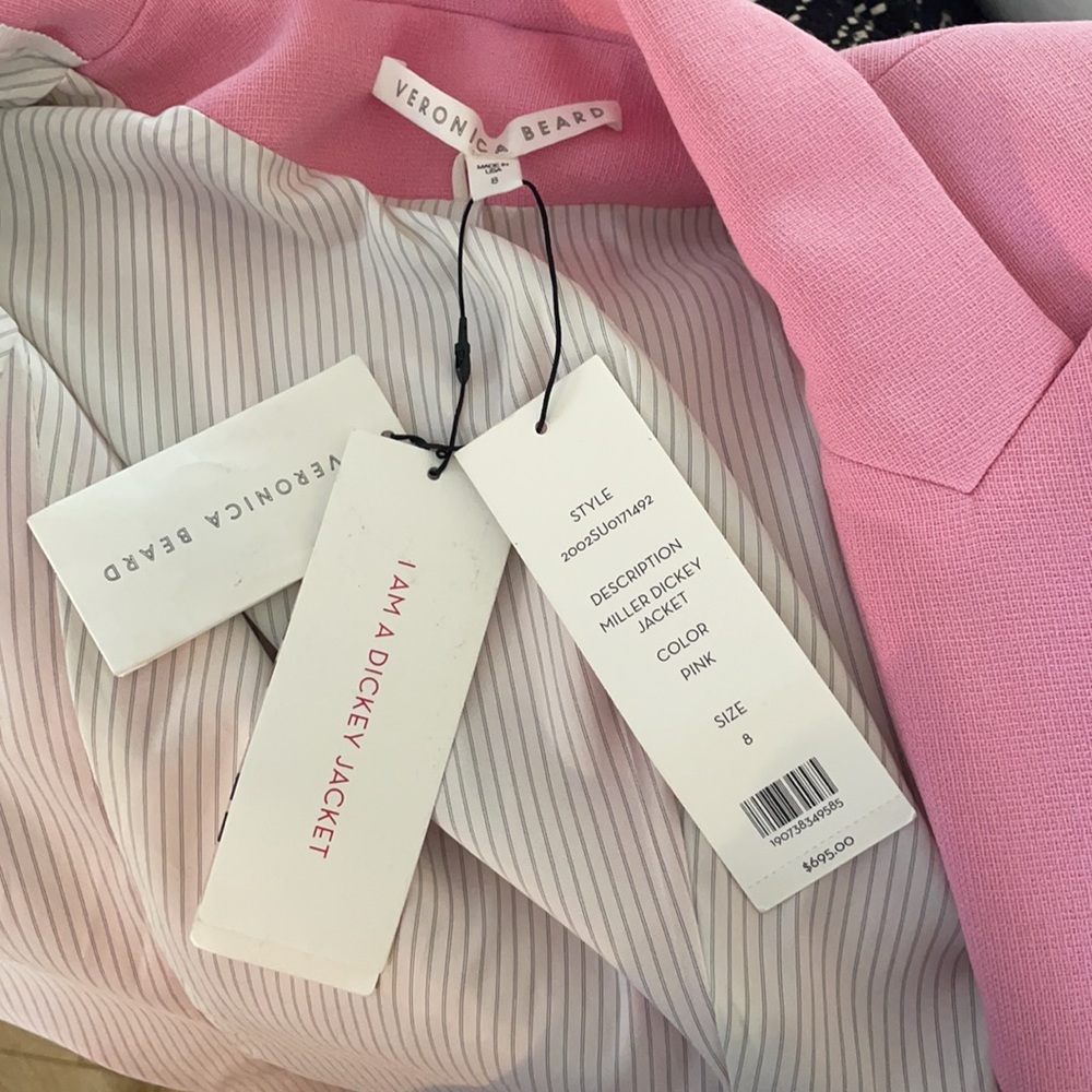 Veronica Beard Miller Dickey Pink Jacket Power Blazer sz 8 - Picture 2 of 11